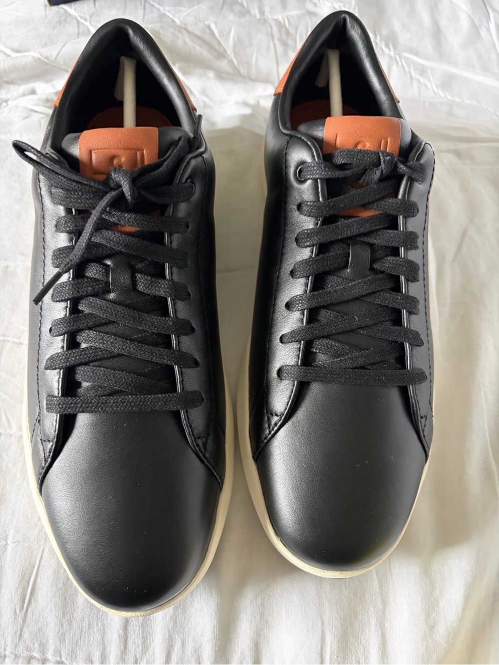 Cole Haan Black Leather Sneakers with Tan Accent